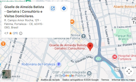 Dra. Giselle de Almeida Geriatra (CRM 11799/CE - RQE Nº: 6950) especialista em cuidado domiciliar do idoso em Fortaleza-CE